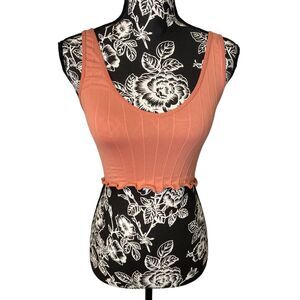 PacSun Intimates Ribbed Lettuce Hem Crop Tank Y2K Stretch Fitted Festival Top
